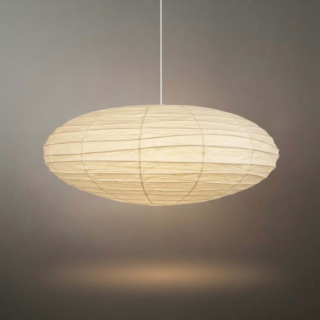Japanese Washi Pendant Light — Mulberry Paper & Bamboo Frame for Dining Room